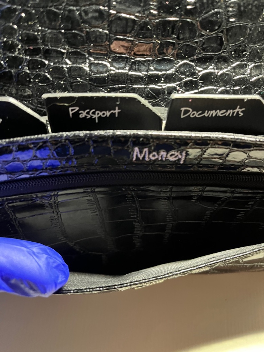 Black Croc-Embossed “File & Fly”Wallet - Picture 5 of 9